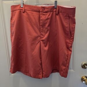 Amazon Essentials Men's Coral-Red Flat Front Shorts